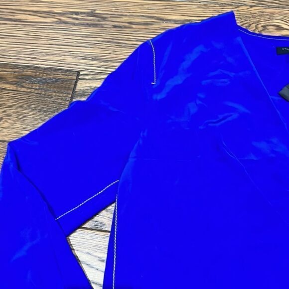 Rag & Bone Electric Blue Shields Silk V-Neck Blouse NWT C24 - Picture 5 of 9